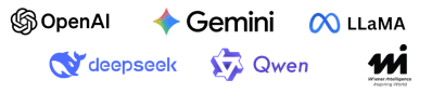 LLM providers: OpenAI, Gemini, LLaMA, Deepseek, Qwen, MatrixSense